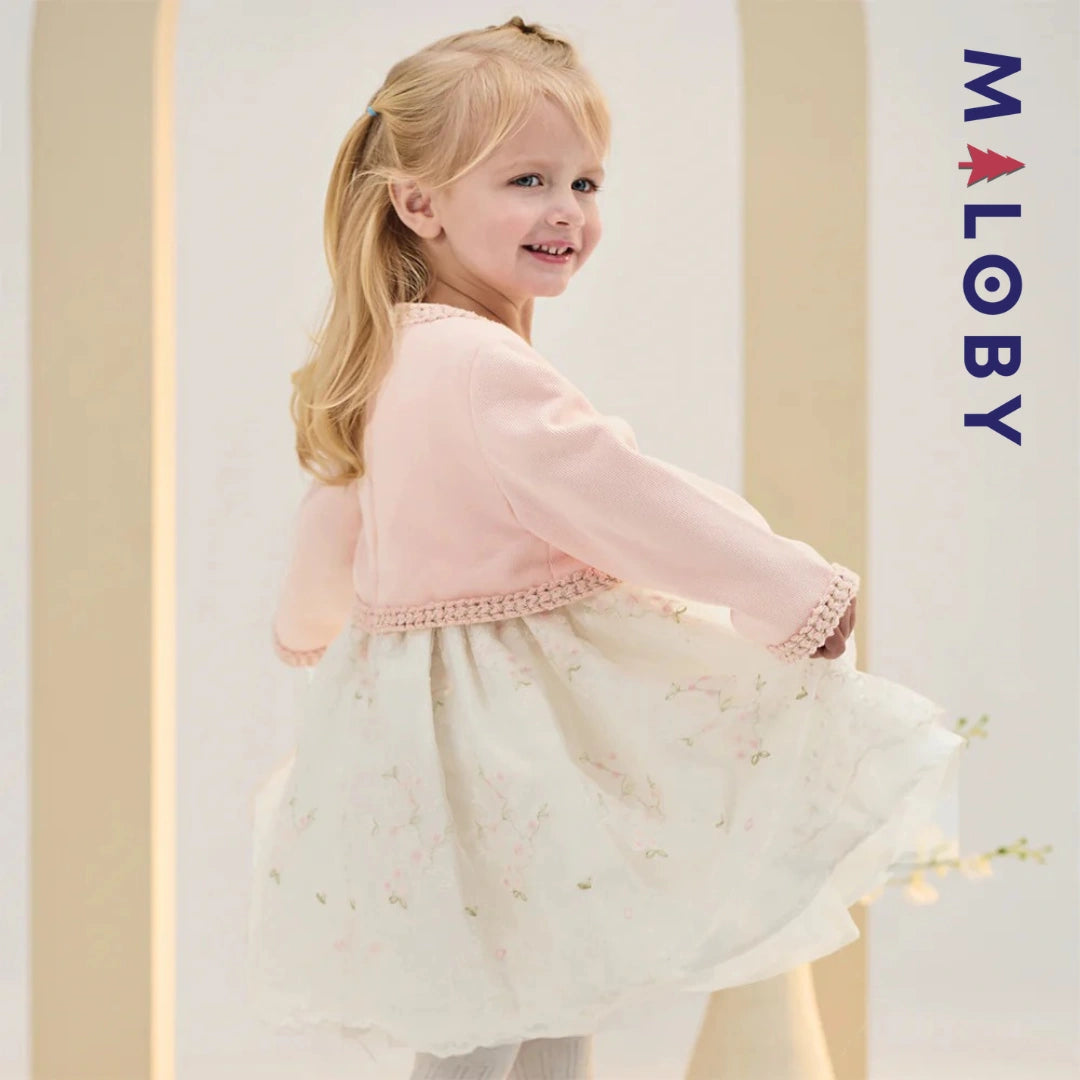 Robe cérémonie avec Boléro intégré -Rose -robes et ensembles pour filles, bébés et garcons - MALOBY