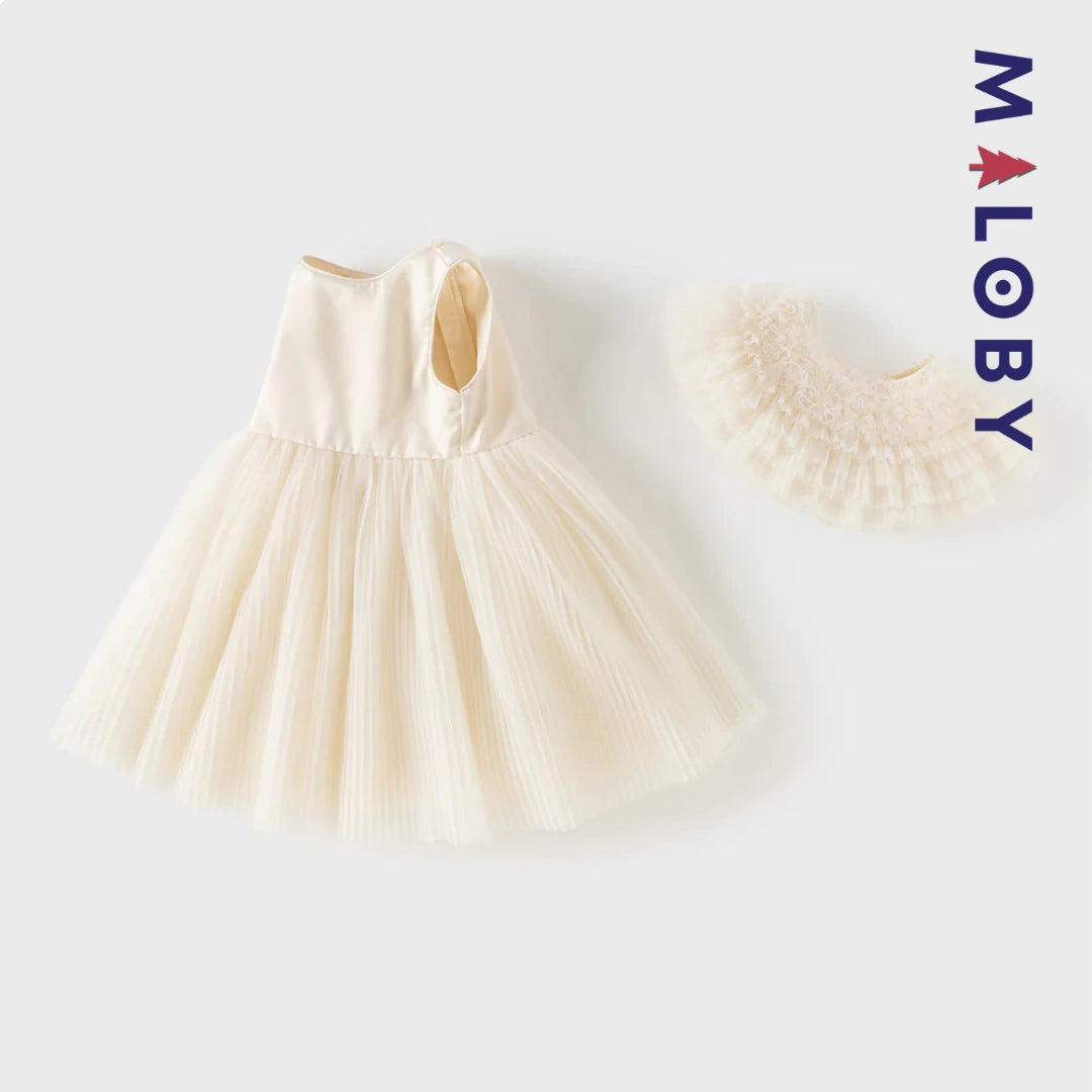 Robe de fête d'été sans manches en tulle champagne pour filles