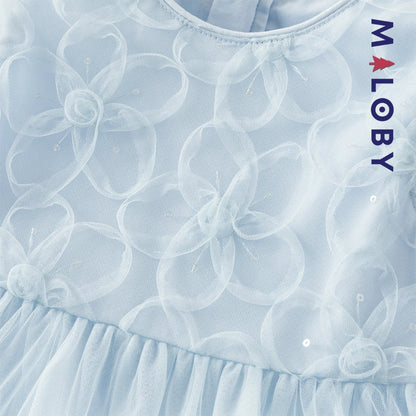 Robe princesse bleue sans manches en tulle respirante pour petites filles