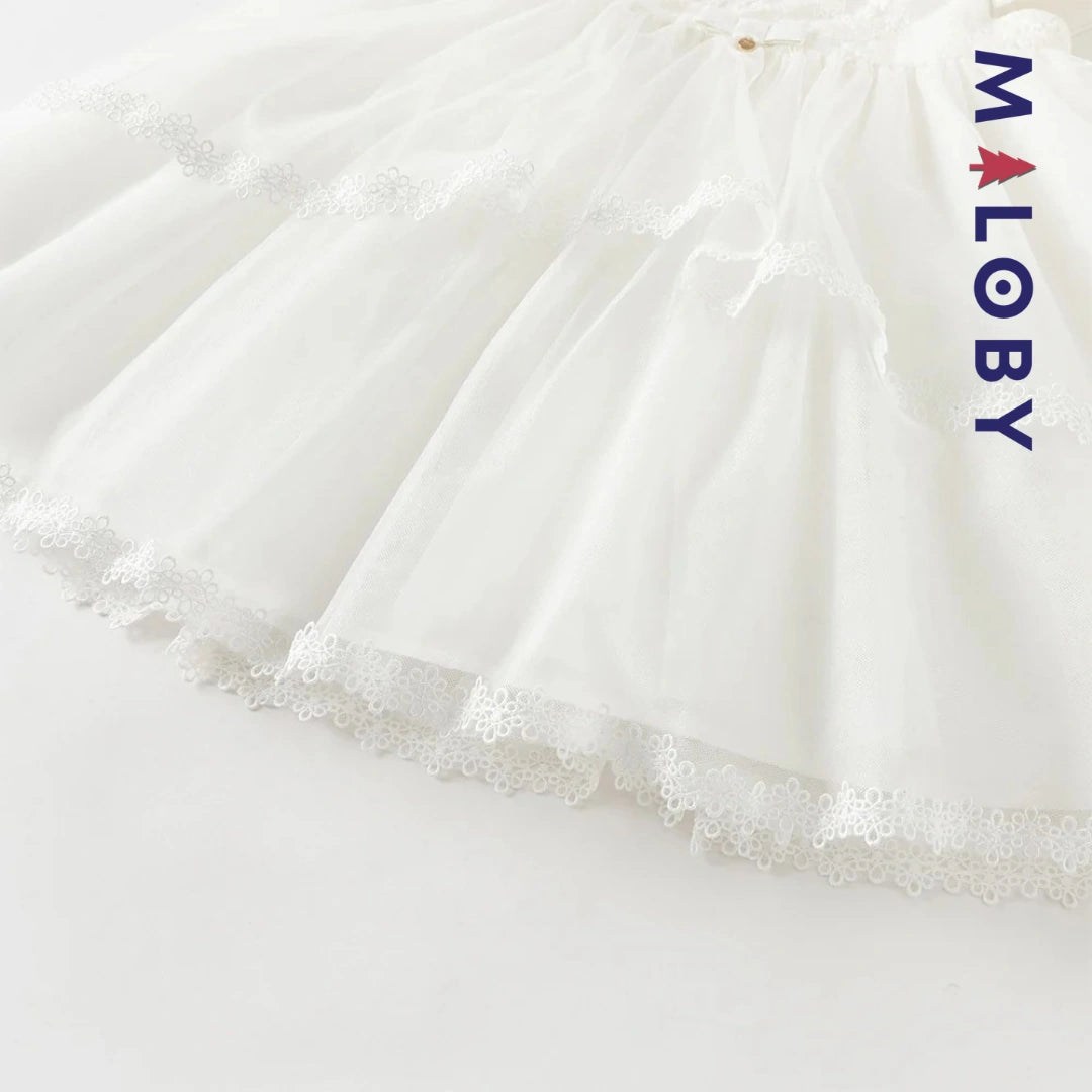 Robe haute couture de cérémonie enfant fille -Blanc