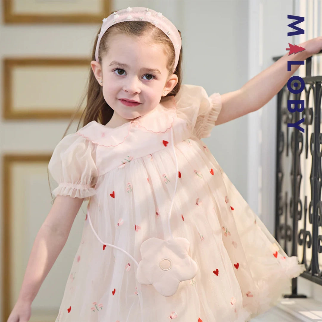 Ensemble Robe+sac pour cérémonie enfant fille- Rose
