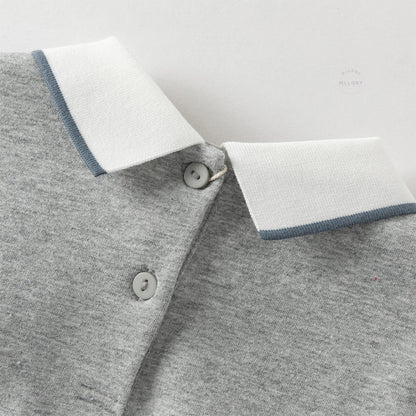 Ensemble sweat col chemise et pantalon cargo enfant garçon gris et bleu marine - MALOBY