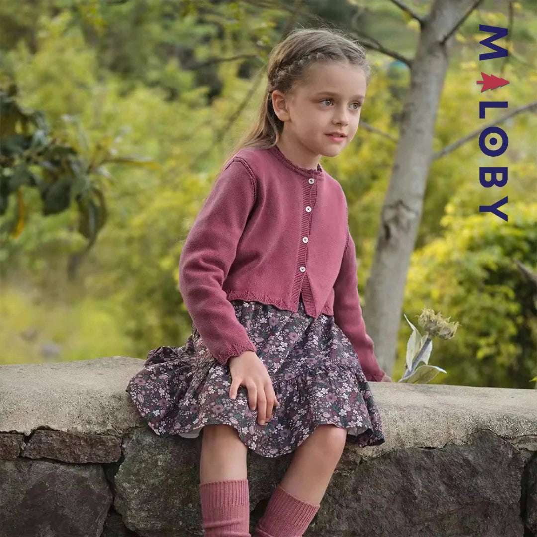 Ensemble 2 pièces robe + cardigan enfant fille - floral -robes et ensembles pour filles, bébés et garcons - MALOBY