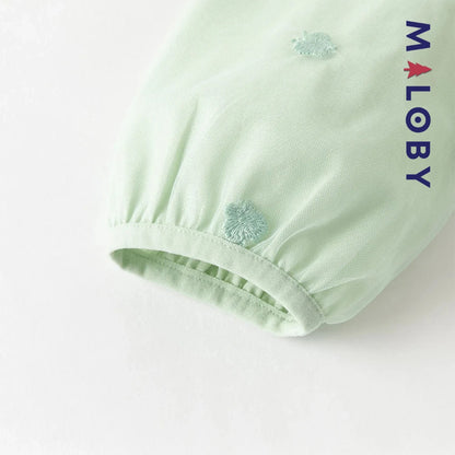 Robe cérémonie brodée fleurs enfant fille -Vert