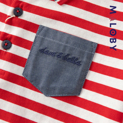 Ensemble 2 Pièces polo+ short en pur coton enfant garçon-Rouge rayé