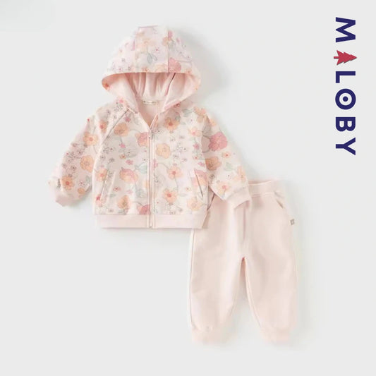 Ensemble jogging 2 pièces motifs fleuris- Rose