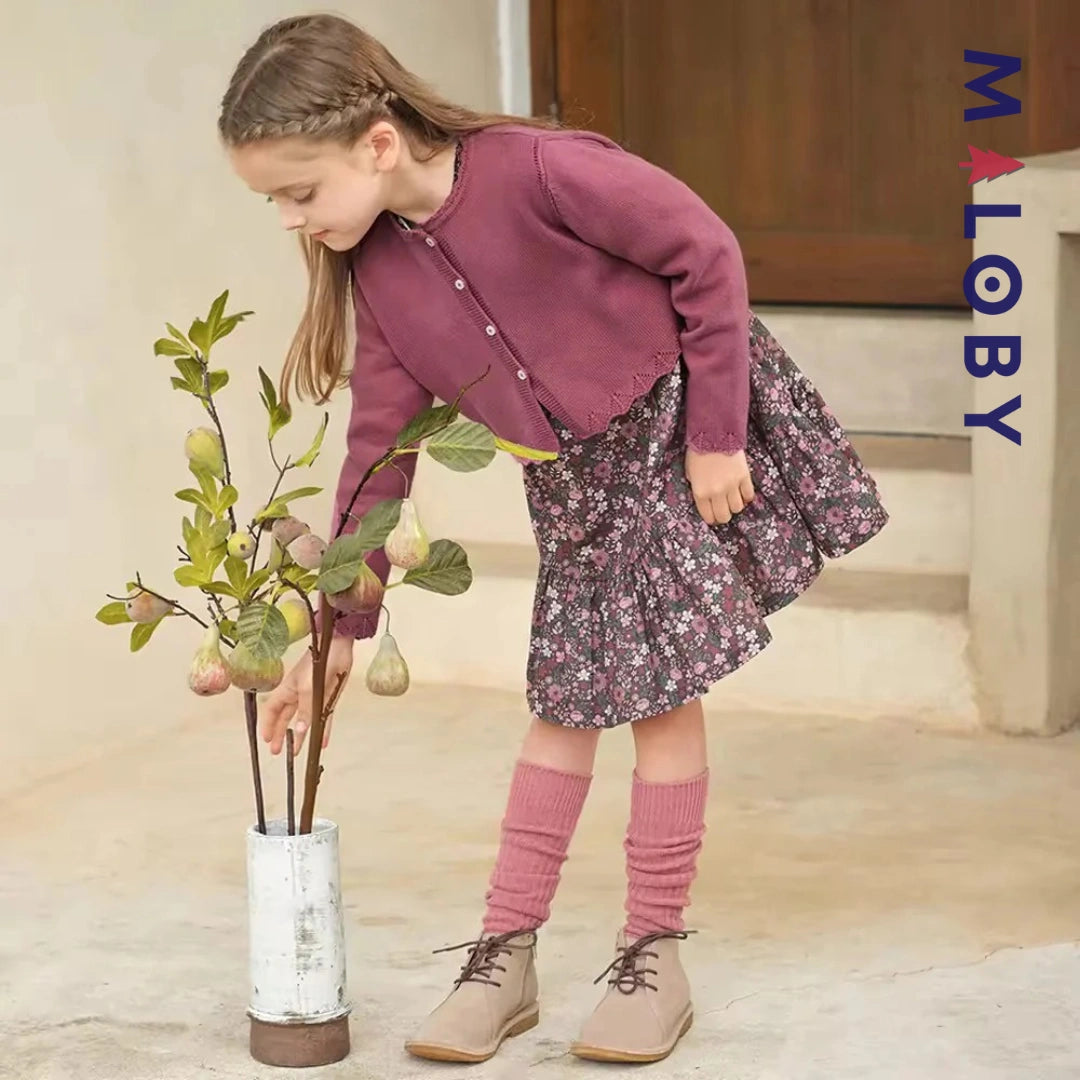 Ensemble 2 pièces robe + cardigan enfant fille - floral -robes et ensembles pour filles, bébés et garcons - MALOBY