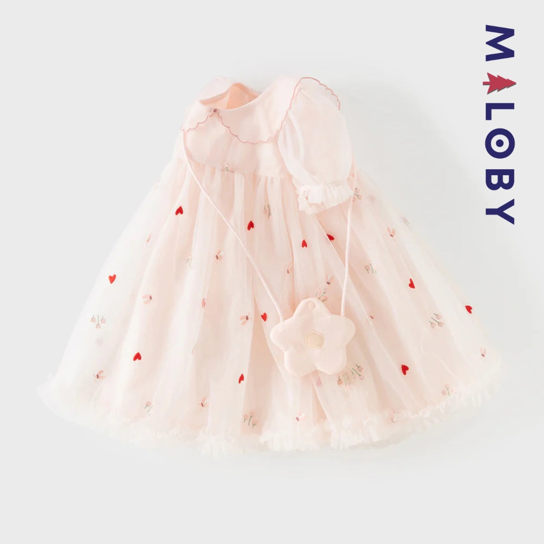 Ensemble Robe+sac pour cérémonie enfant fille- Rose