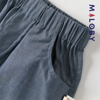 Ensemble 2 Pièces polo+ short en pur coton enfant garçon-Rouge rayé