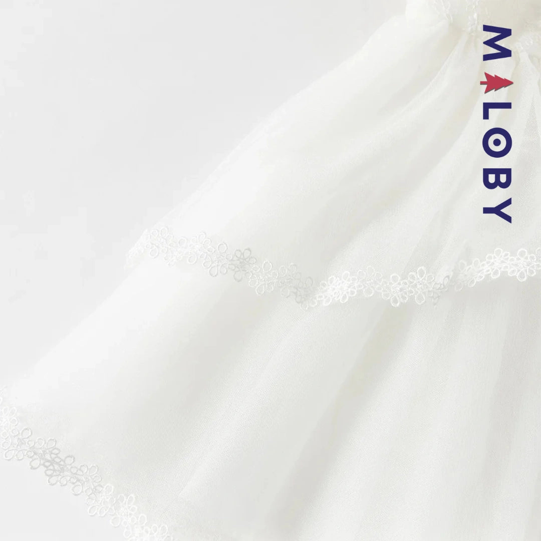 Robe haute couture de cérémonie enfant fille -Blanc