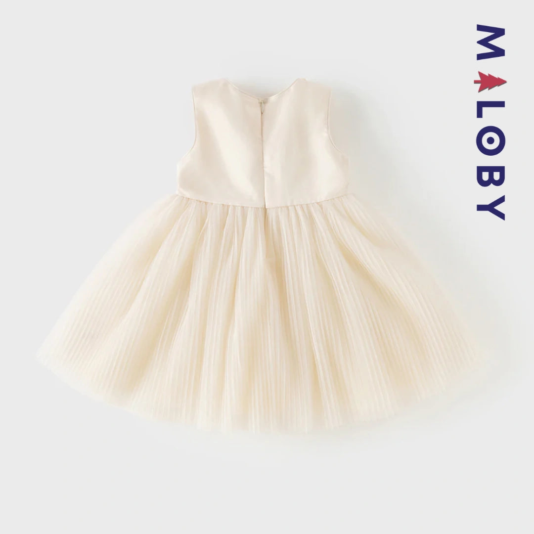 Robe de fête d'été sans manches en tulle champagne pour filles
