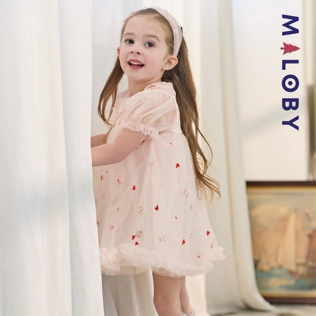 Ensemble Robe+sac pour cérémonie enfant fille- Rose