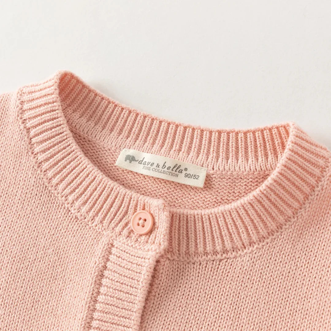 Gilet sans manches en maille 100% coton enfant fille -Rouge/Rose