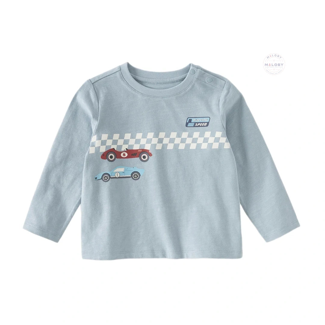 T-shirt en pur coton motif graphique enfant garçon -Bleu/Blanc
