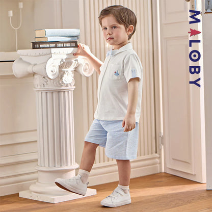 Ensemble habillé 2 pièces en pur coton enfant garçon -Blanc