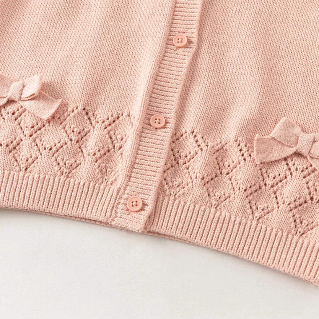 Gilet sans manches en maille 100% coton enfant fille -Rouge/Rose