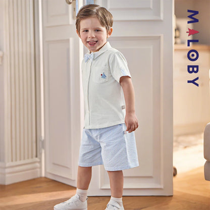 Ensemble habillé 2 pièces en pur coton enfant garçon -Blanc