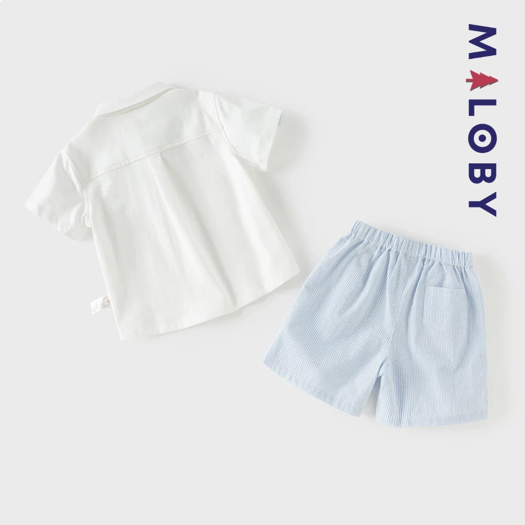 Ensemble habillé 2 pièces en pur coton enfant garçon -Blanc