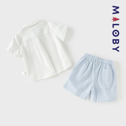 Ensemble habillé 2 pièces en pur coton enfant garçon -Blanc