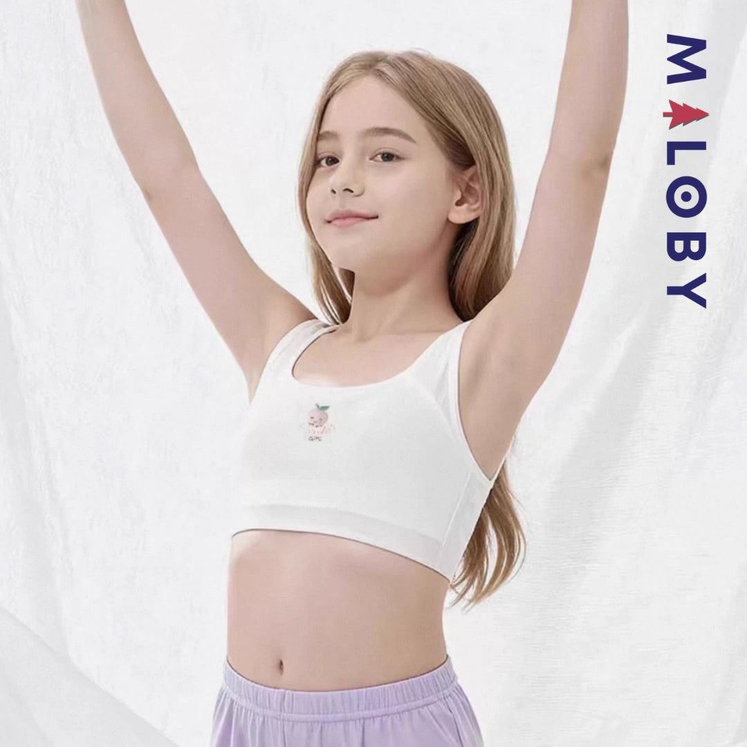 Brassières  100% coton - Blanc/Abricot/Violet