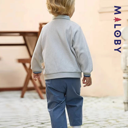 Ensemble habillé cardigan+pantalon+noeud enfant garçon -Bleu -robes et ensembles pour filles, bébés et garcons - MALOBY