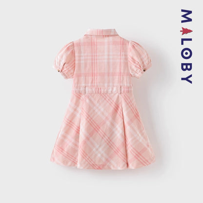 Robe d'Été badge brodé enfant fille - imprimé carreaux