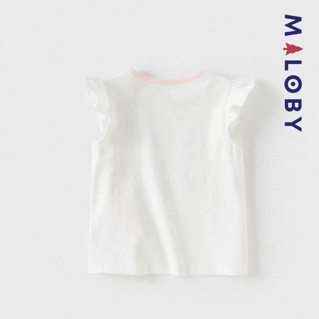 T-shirt d'Eté manches courtes volontées enfant fille -Blanc