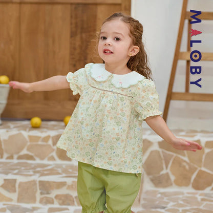Ensemble floral 2 pièces Tunique+Short enfant fille- Vert