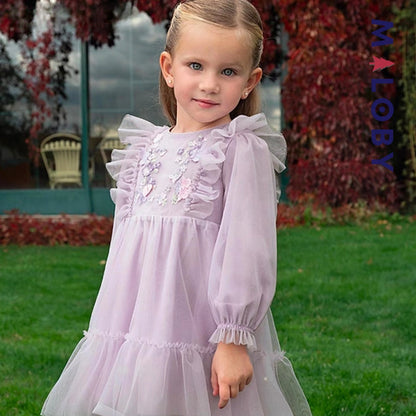 Robe de cérémonie volontée en tulle - violet