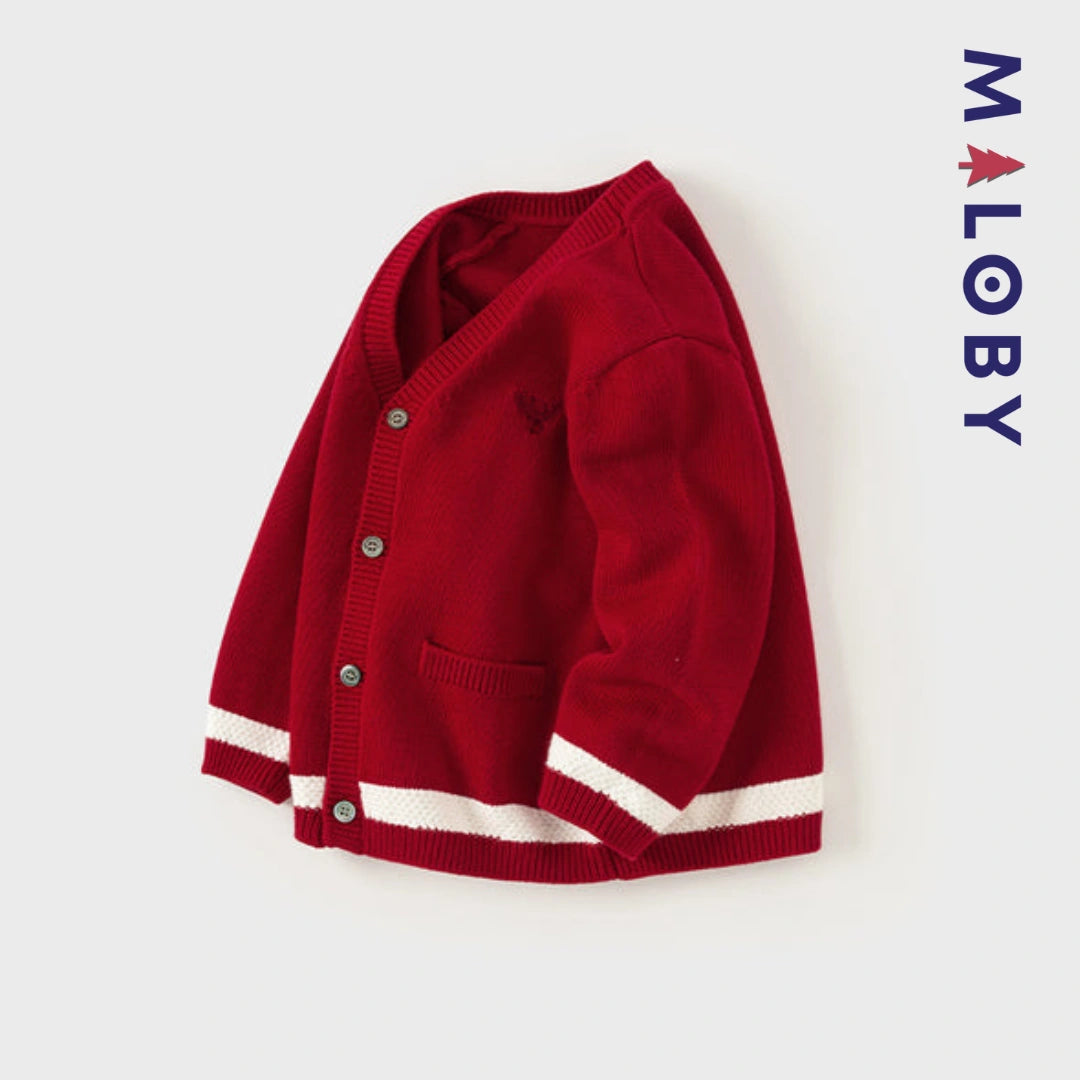 Ensemble 3 pièces chemise +nœud+ cardigan enfant garçon- rouge/blanc -robes et ensembles pour filles, bébés et garcons - MALOBY