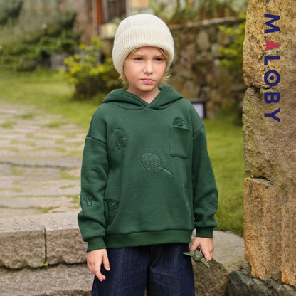 sweat à capuche doublé sherpa enfant garçon- vert