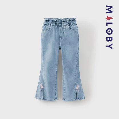 Pantalon denim évasé enfant fille-Bleu -robes et ensembles pour filles, bébés et garcons - MALOBY