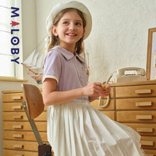 Charger l&#39;image dans la galerie, Robe plissée enfant fille -Blanc/violet -robes et ensembles pour filles, bébés et garcons - MALOBY
