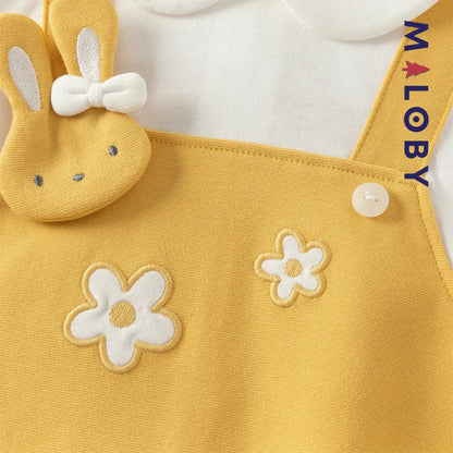 Robe bi-matière effet 2 en 1 enfant fille- Jaune -robes et ensembles pour filles, bébés et garcons - MALOBY