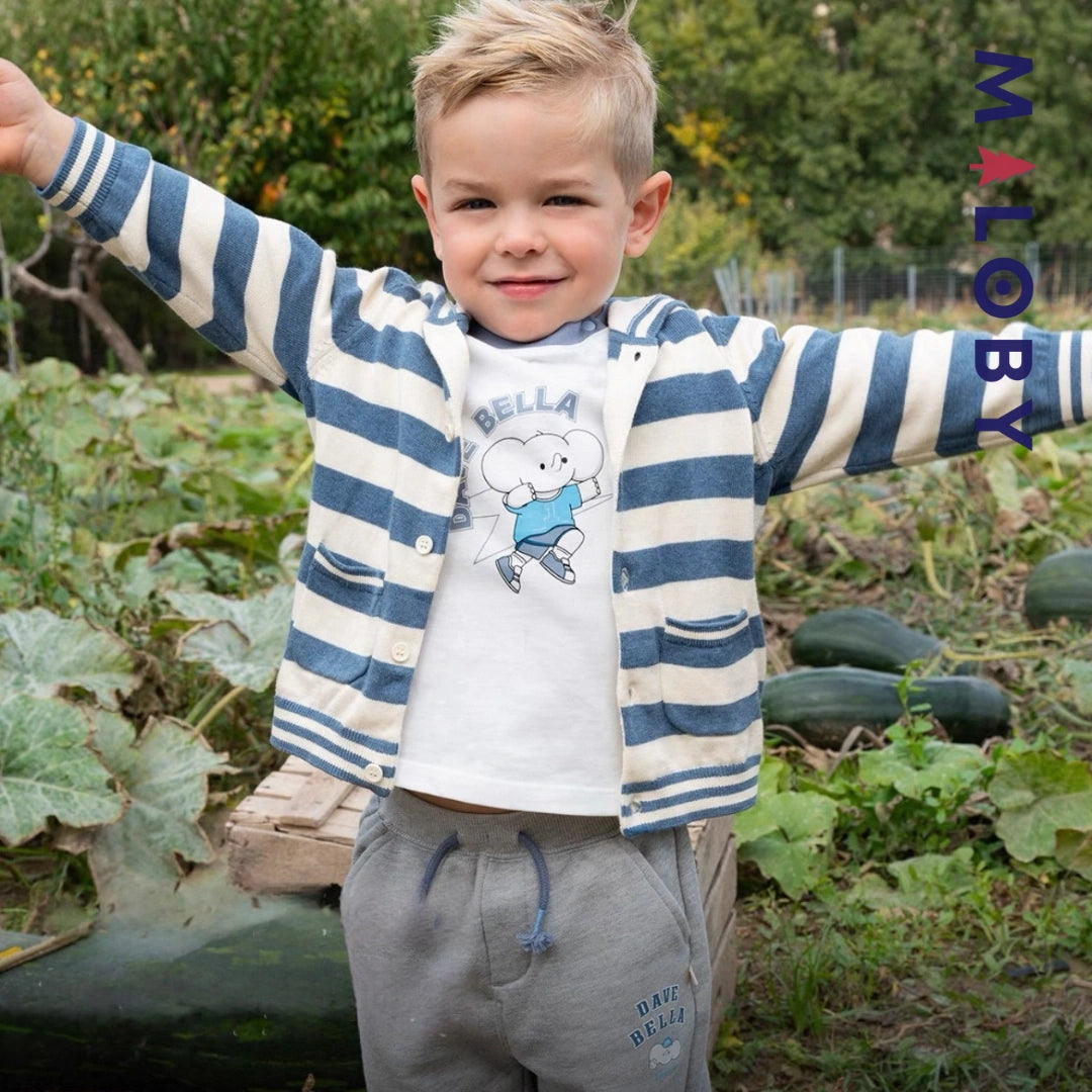 Gilet à capuche rayé enfant garçon - beige/bleu