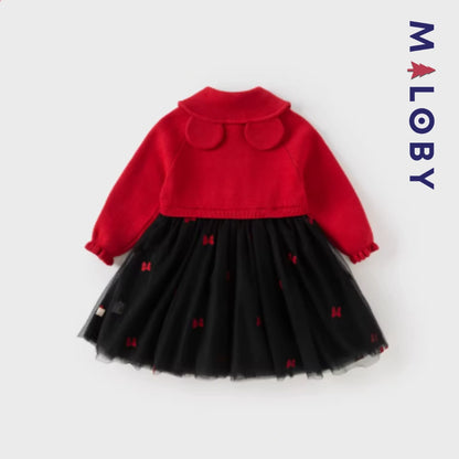 Robe Minnie bi-matière enfant fille -Rouge -robes et ensembles pour filles, bébés et garcons - MALOBY