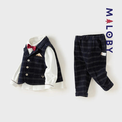 Ensemble cérémonie à carreaux enfant garçon - marine -robes et ensembles pour filles, bébés et garcons - MALOBY