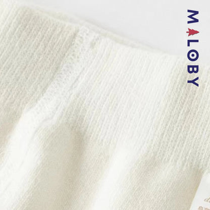 Collant Épais motif cerise enfant fille- blanc