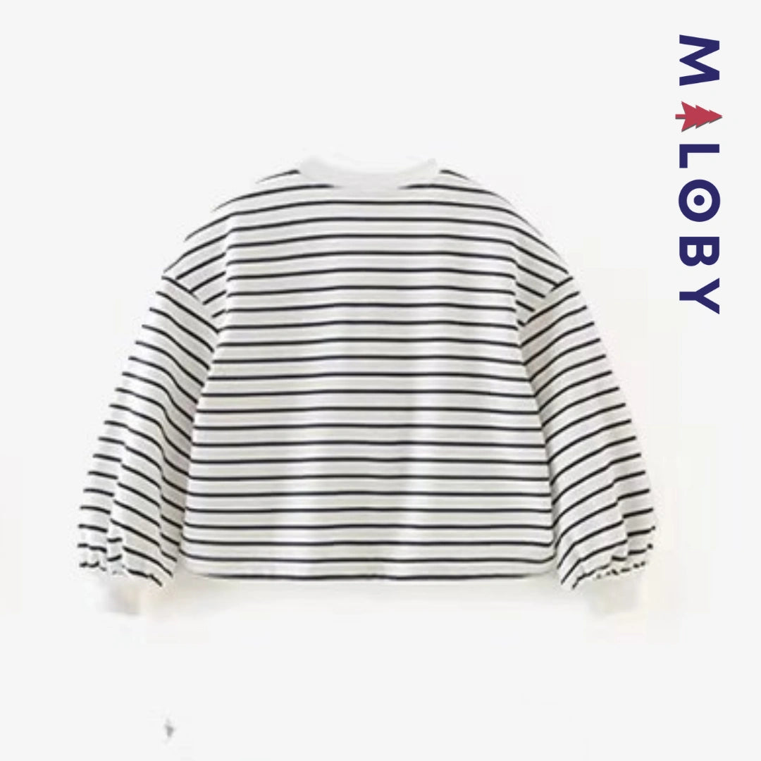 Sweat-shirt antibactérien Disney enfant fille -Rayé marine -robes et ensembles pour filles, bébés et garcons - MALOBY