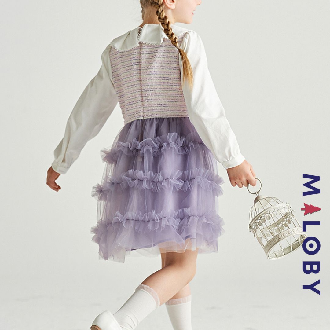 Robe de cérémonie à volants enfant fille-violet -robes et ensembles pour filles, bébés et garcons - MALOBY