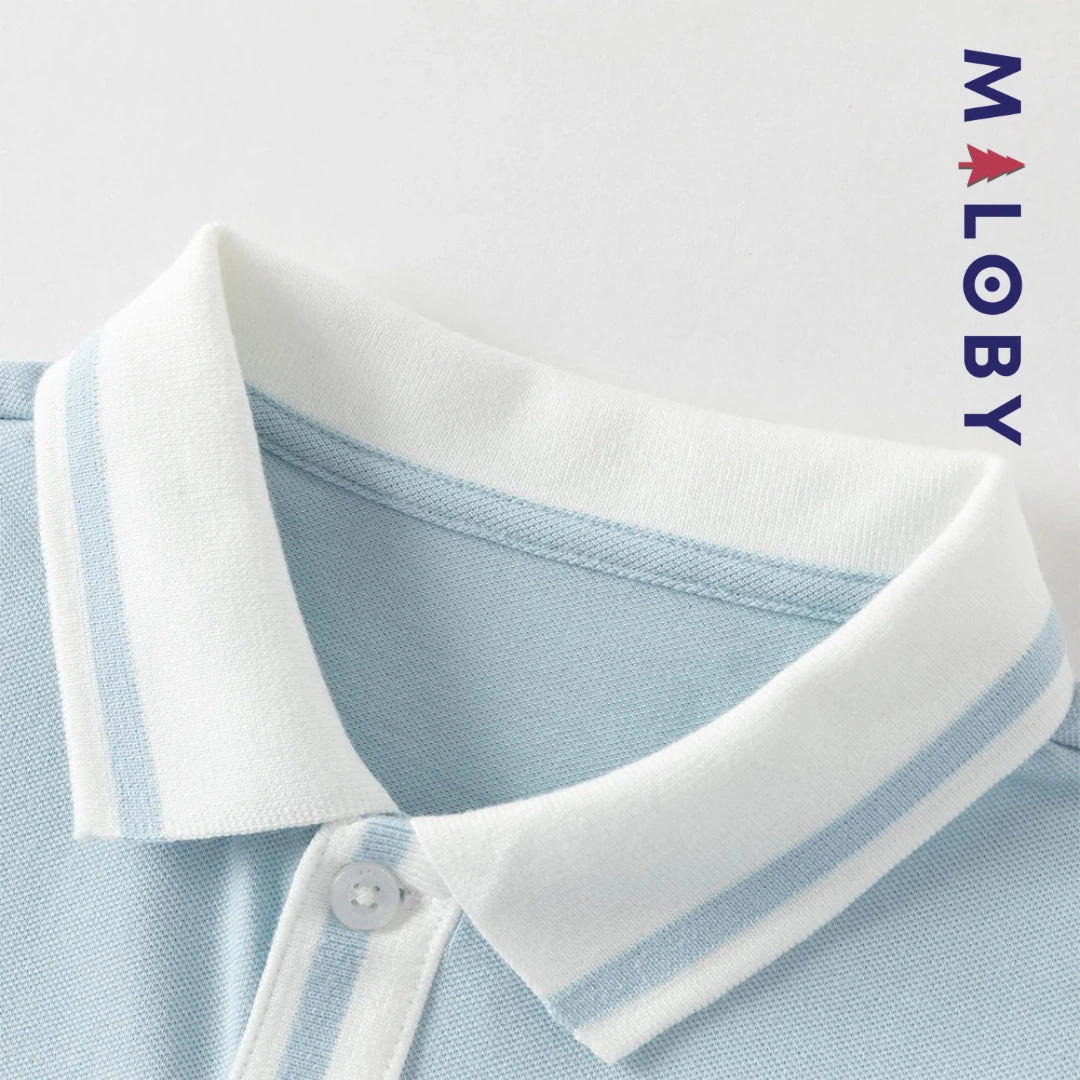 Polo manches longues enfants garçon -Bleu ciel -robes et ensembles pour filles, bébés et garcons - MALOBY