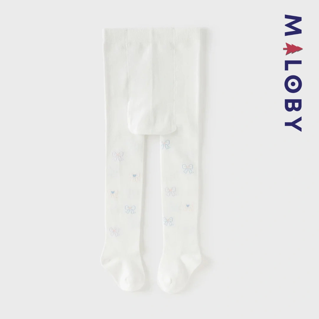 Collant à nœuds pastel enfant fille -Blanc