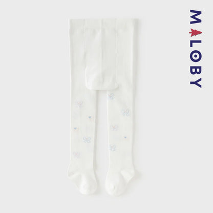 Collant à nœuds pastel enfant fille -Blanc