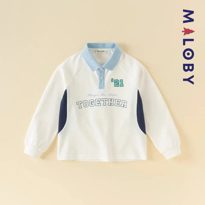 Polo manches longues enfants garçon- Blanc -robes et ensembles pour filles, bébés et garcons - MALOBY