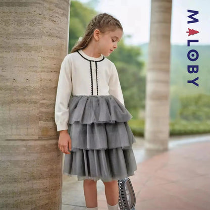 Robe de cérémonie à volants enfant fille - blanc