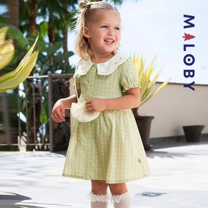 Ensemble robe d'été col claudine+sac enfant fille -vert