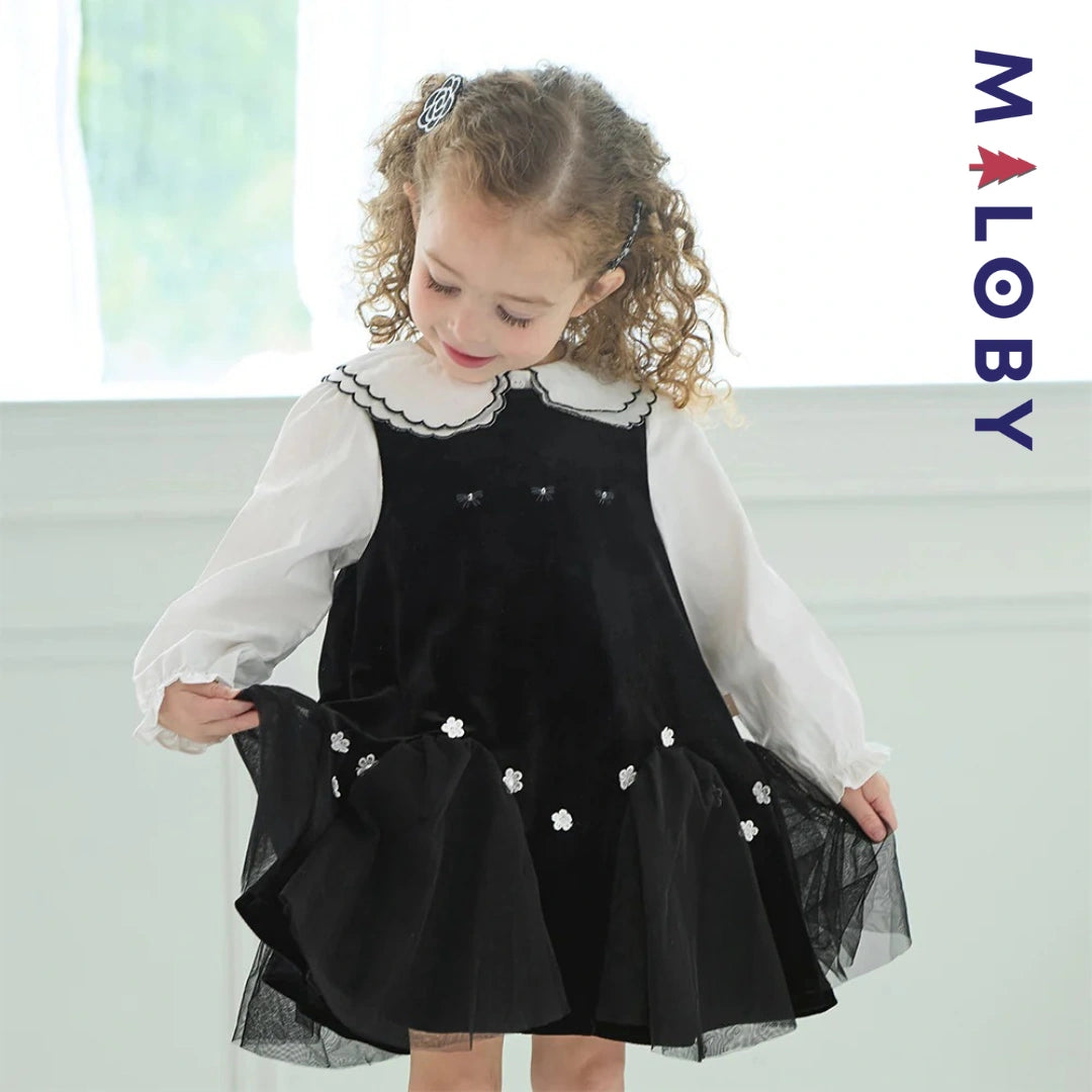 Ensemble cérémonie Robe +chemise enfant fille -Noir -robes et ensembles pour filles, bébés et garcons - MALOBY