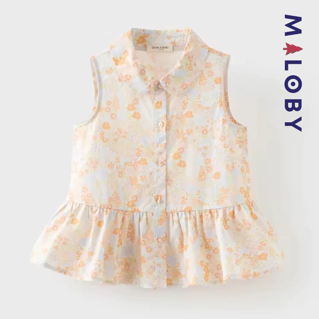 Ensemble  d'été chemise+short enfant fille -Rose orange