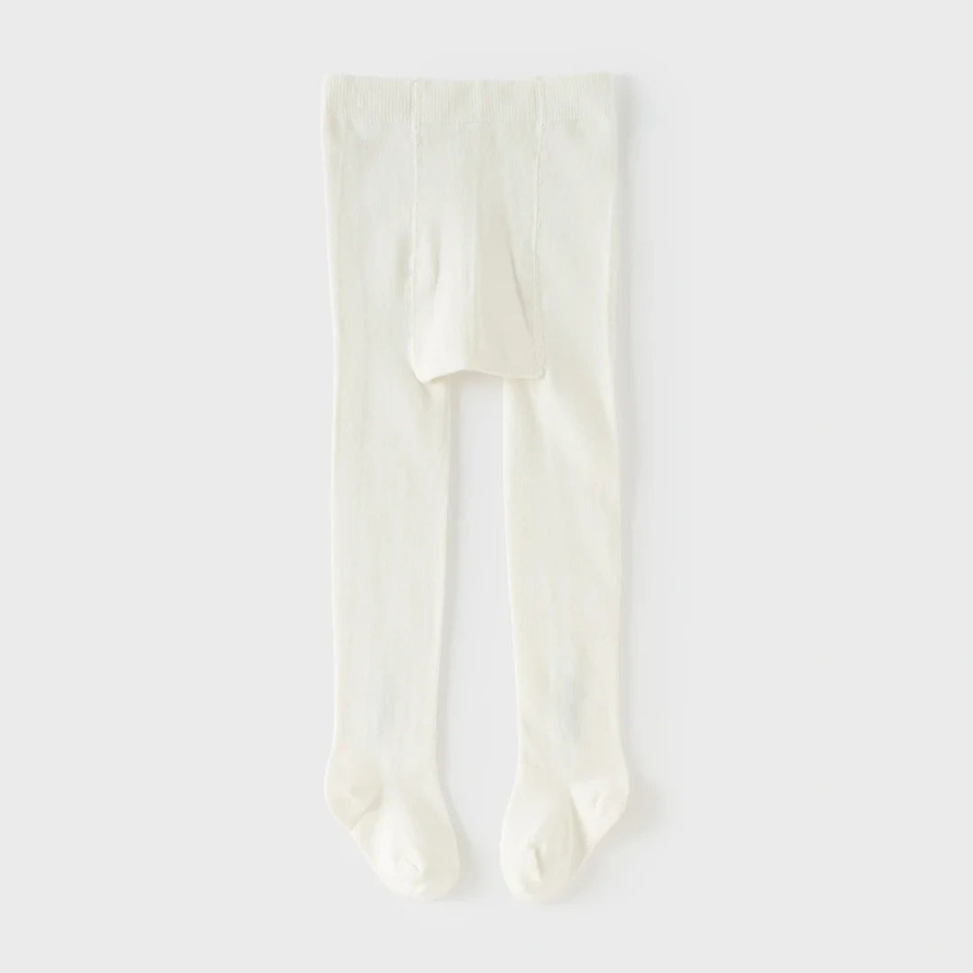 Collants épais brodés fleur enfant fille beige, vêtement enfant maroc - MALOBY