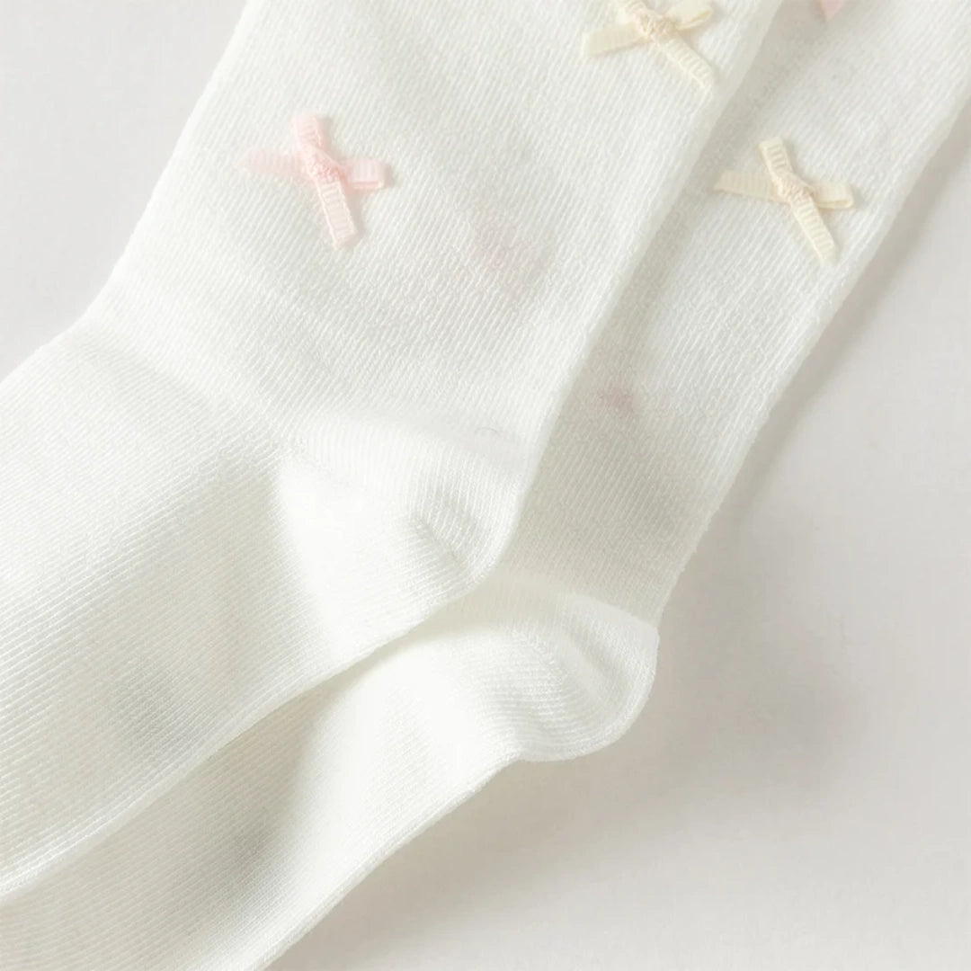 Chaussettes mi- mollet en maille enfant fille -Blanc